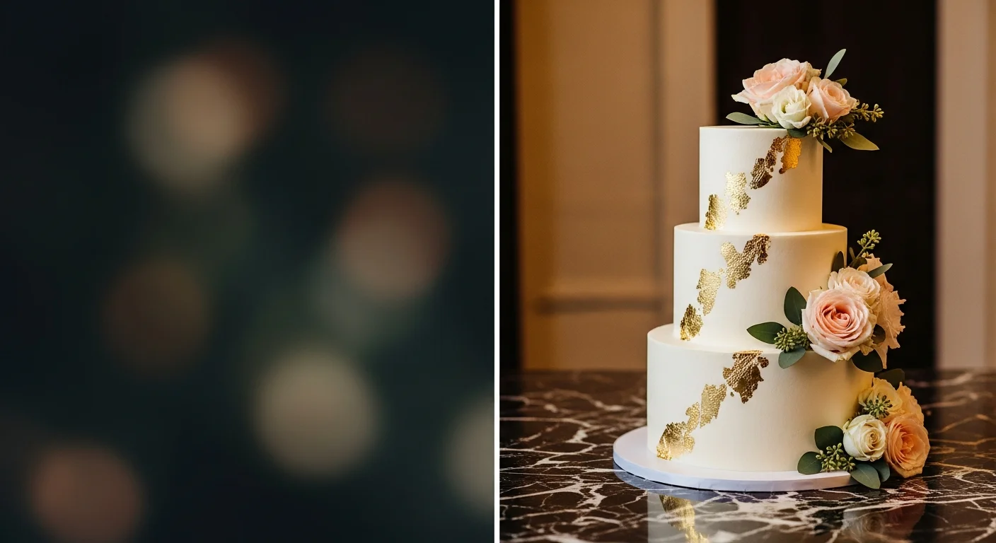 Custom three-tier wedding cake by Nassu Cakes
