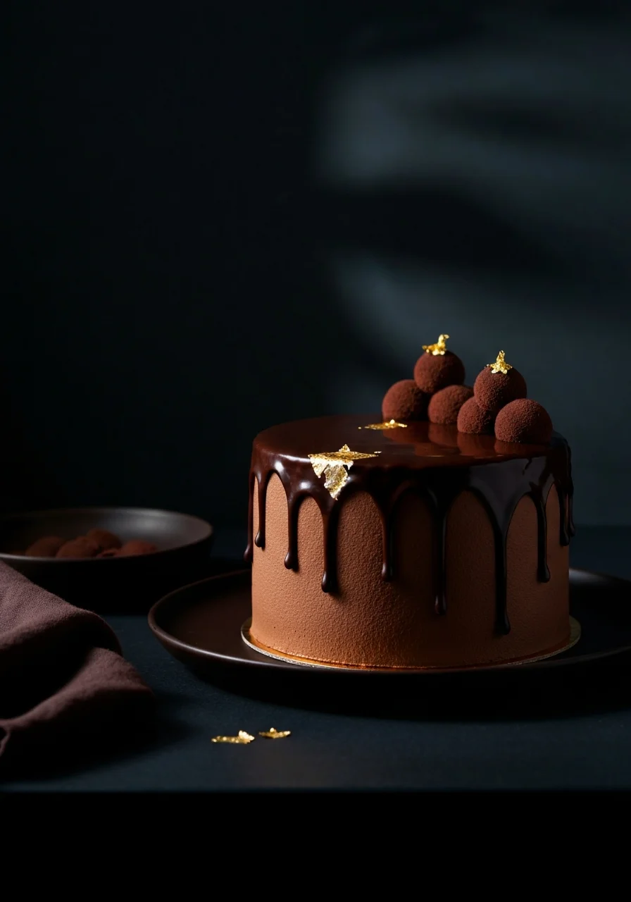 Chocolate truffle cake with ganache drip