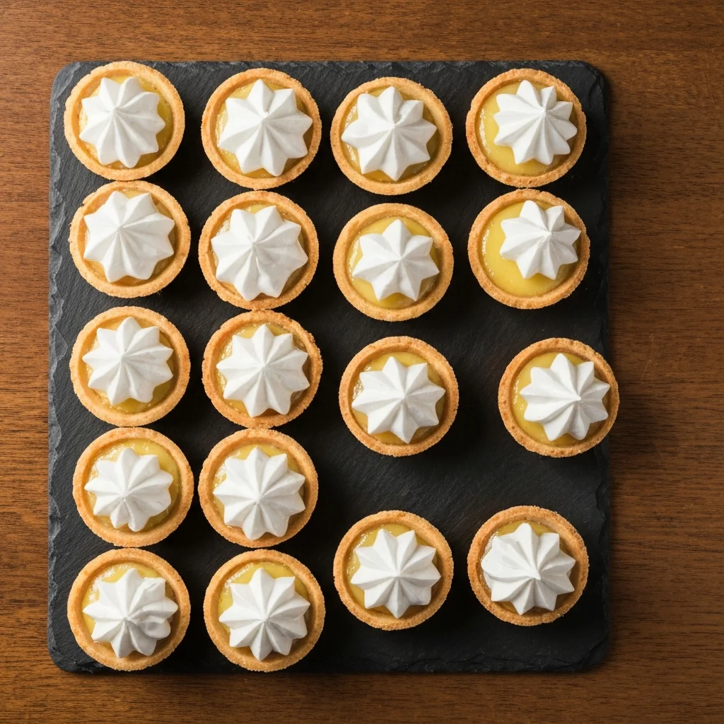 Tray of mini lemon meringue tarts
