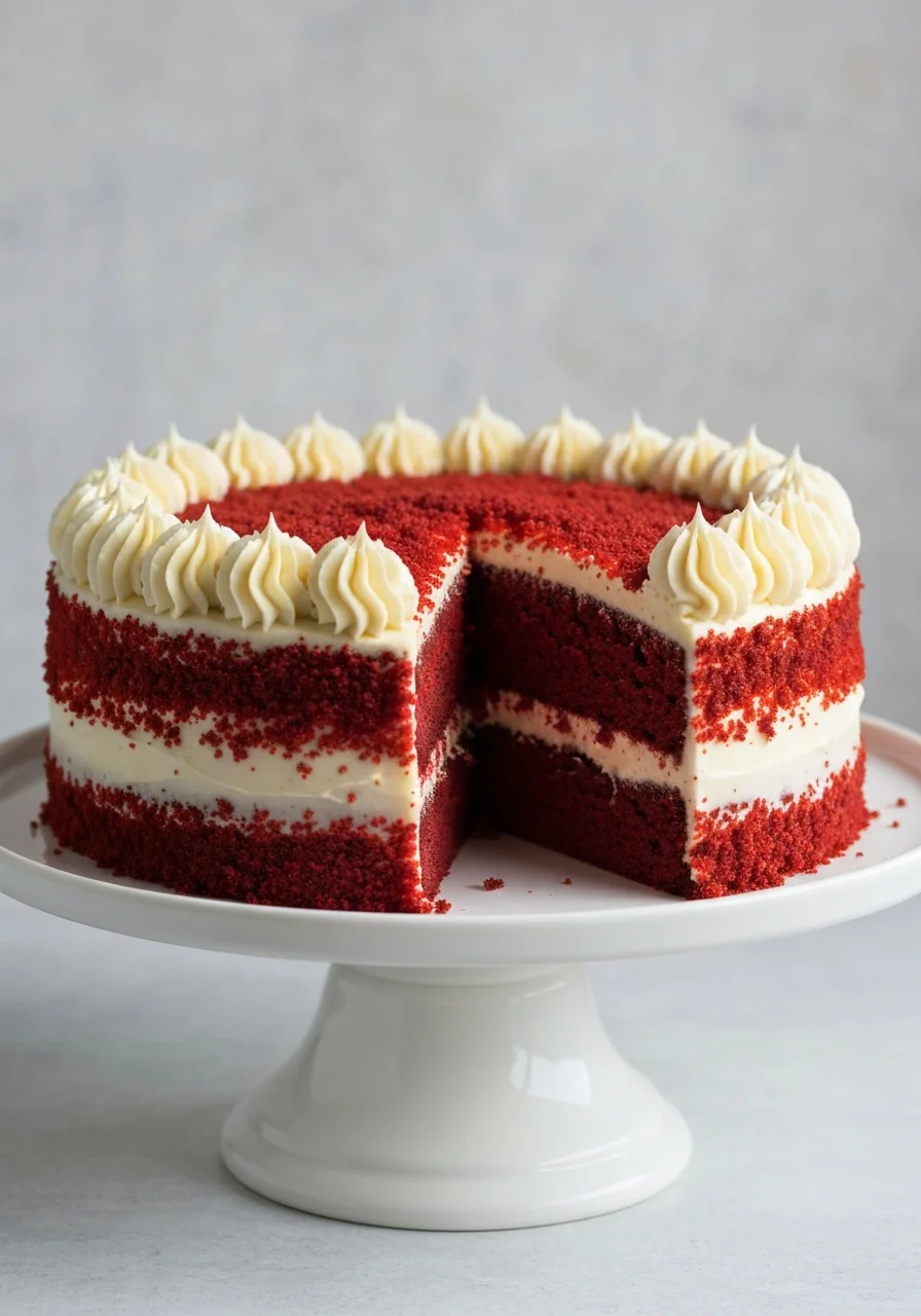 Red velvet cake with cream cheese frosting